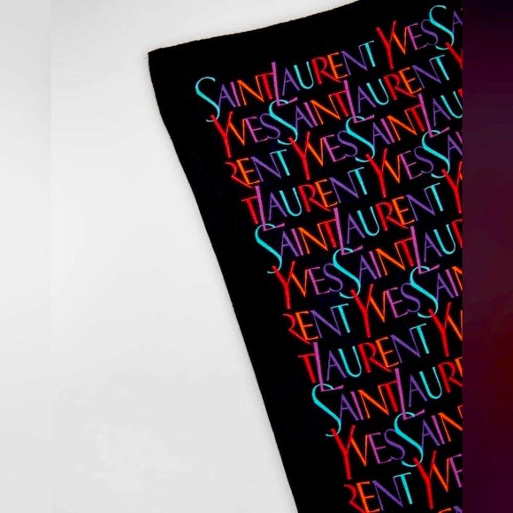 Brand New in the Box! YSL Saint Laurent Logo 100% Organic Silk Scarf SHAWL - Picture 12 of 16